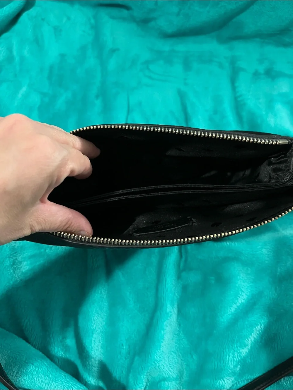 kate spade Leila Triple Gusset Crossbody Bag in black leather